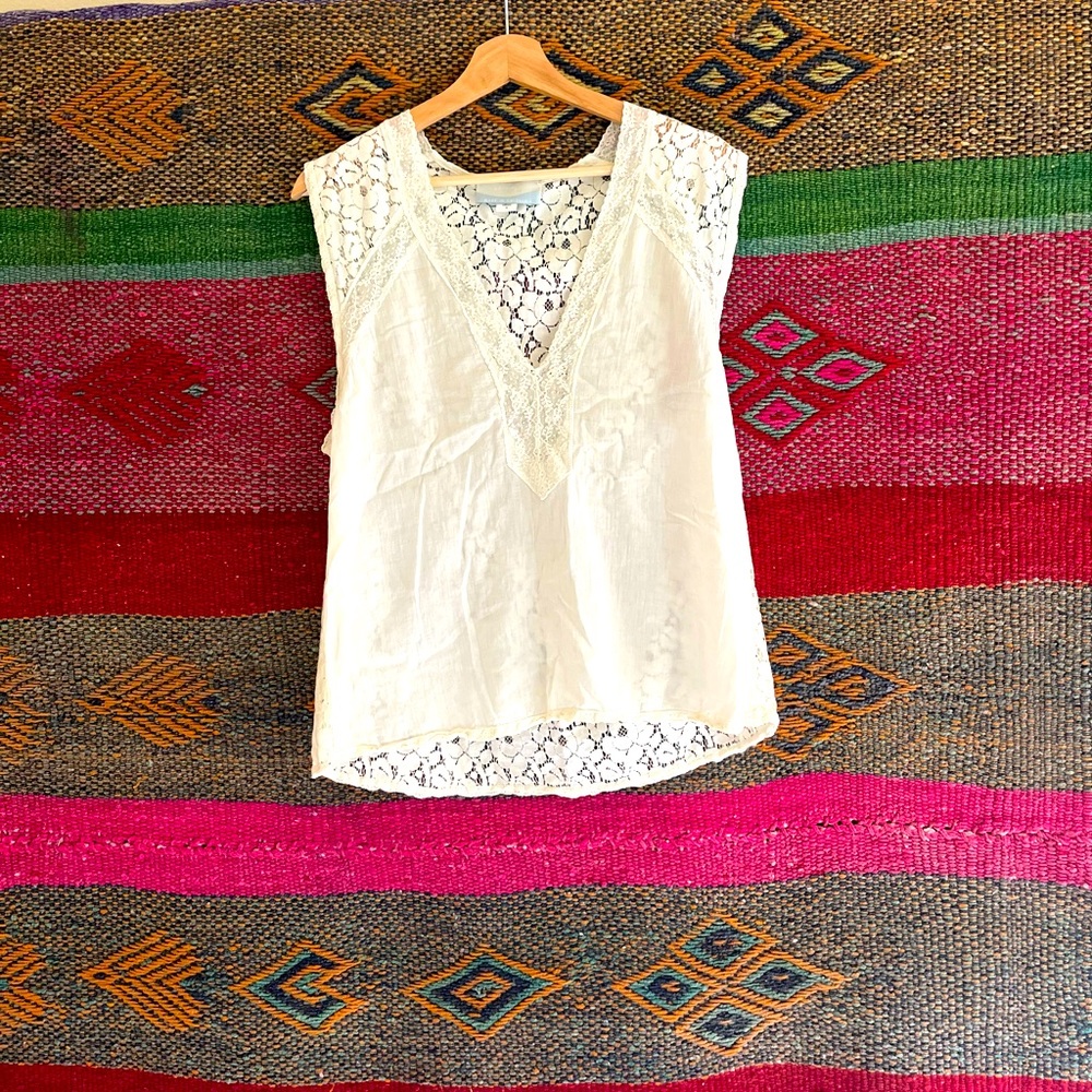 House of Woo lace V-neck top